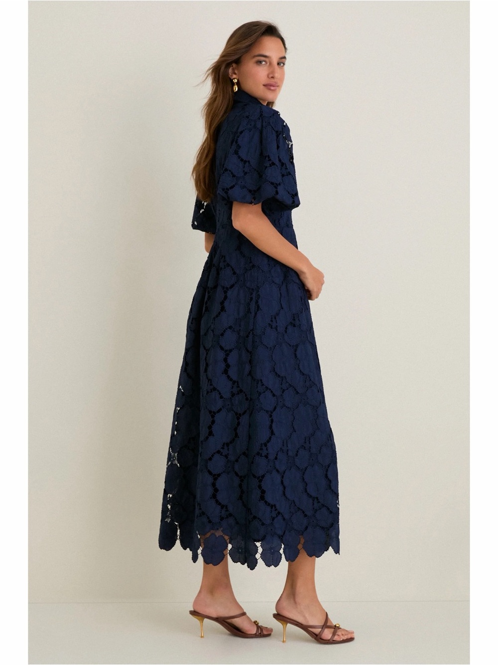 Women’s Navy Eyelet Delaney Dress Maxi - Picture 2 of 14
